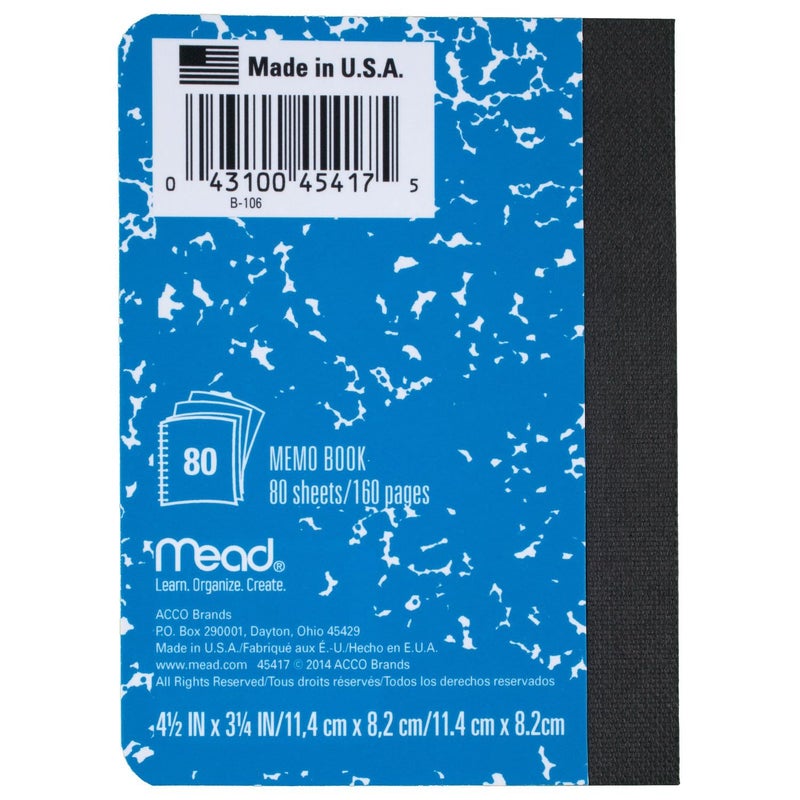 Mead Square Deal Memo Book, Narrow Ruled Paper, 80 Sheets, 4-1/2" x 3-1/4", Assorted Colors, 1 Count (45417) - Image 5